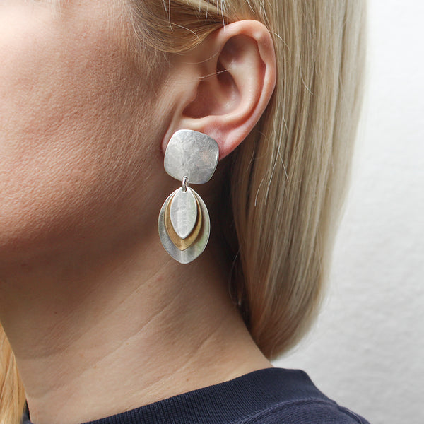Layered Leaves Matching Set - Necklace and Clip or Post Earrings