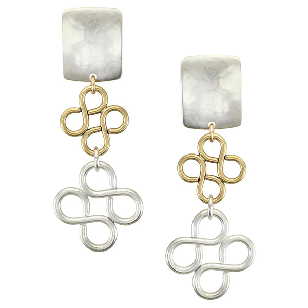 Rectangle with Figure-Eights Clip Earrings
