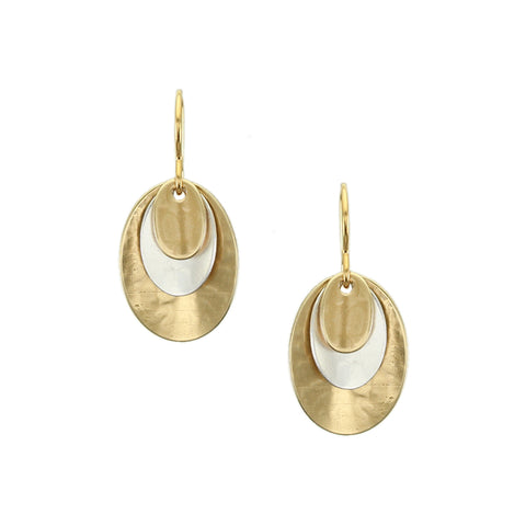 Layered Dished Ovals Wire Earrings