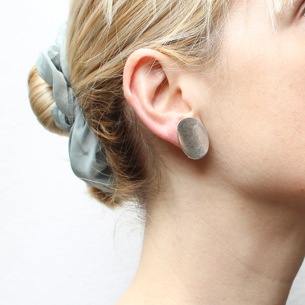 Medium Dished Oval Clip or Post Earring