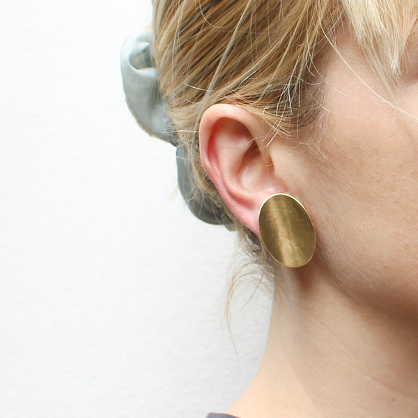 Large Dished Oval Clip or Post Earring