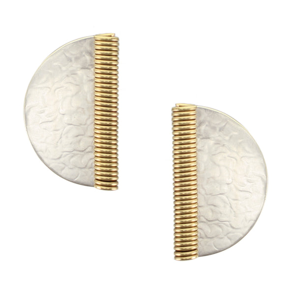Large Coil and Semi Circle Clip or Post Earring