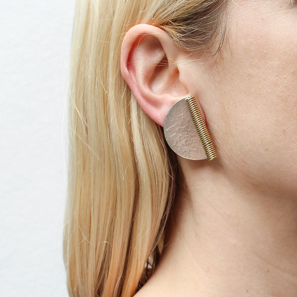 Large Coil and Semi Circle Clip or Post Earring