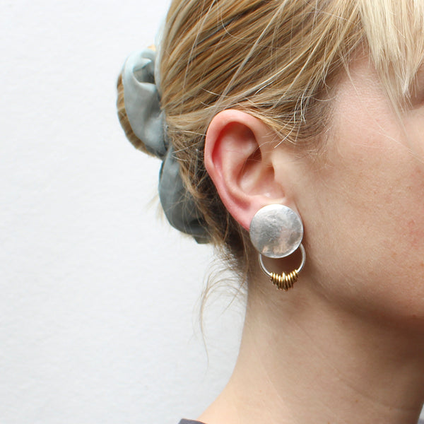 Large Disc with Accent Rings Clip or Post Earring