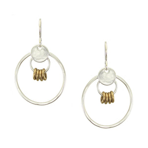 Disc and Rings with Accent Rings Wire Earrings