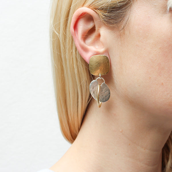 Square with Painter's Palette with Ring Clip or Post Earring