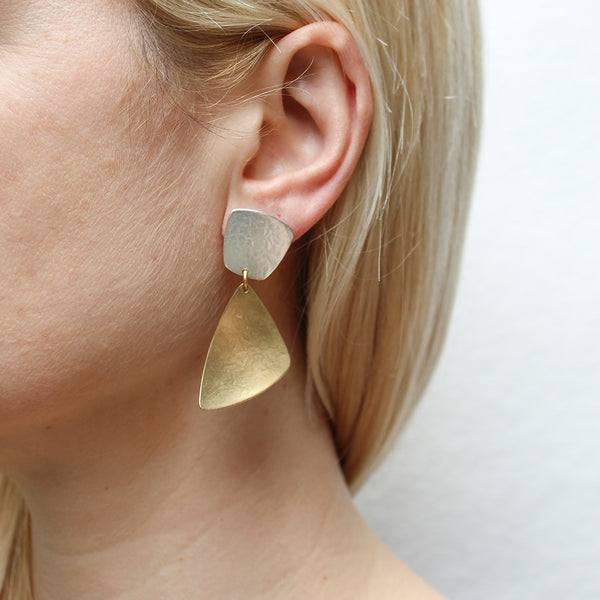 Tapered Square with Dished Triangle Clip or Post Earring