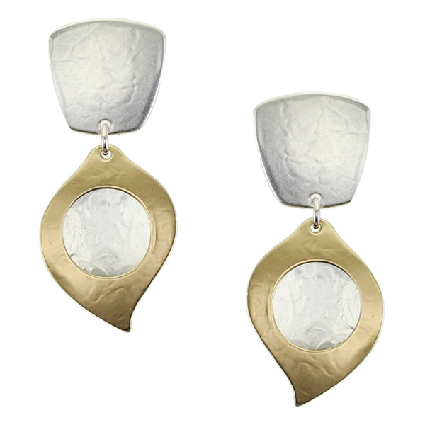 Tapered Square with Cutout Leaf Clip or Post Earring