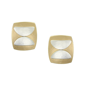 Rounded Rectangles with Semi Circles Clip or Post Earring