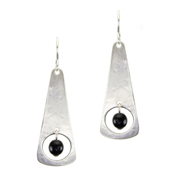 Cutout Taper with Black Bead Wire Earrings