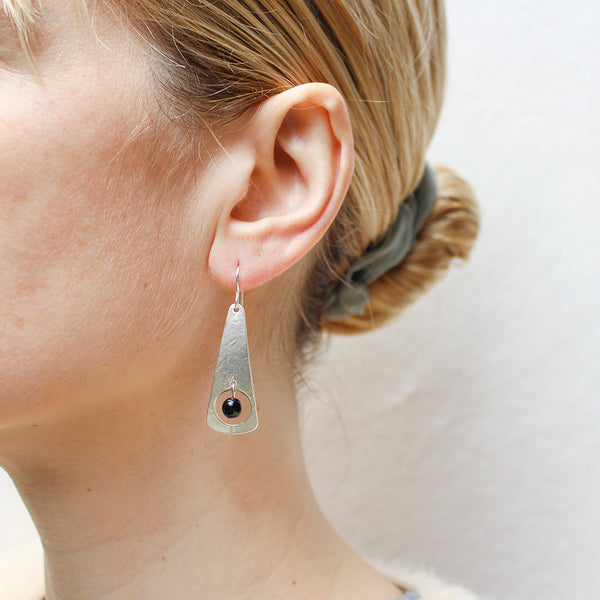 Cutout Taper with Black Bead Wire Earrings