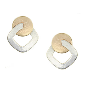 Medium Disc with Interlocking Cutout Square Clip or Post Earring