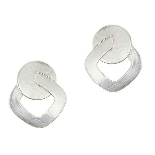 Medium Disc with Interlocking Cutout Square Clip or Post Earring