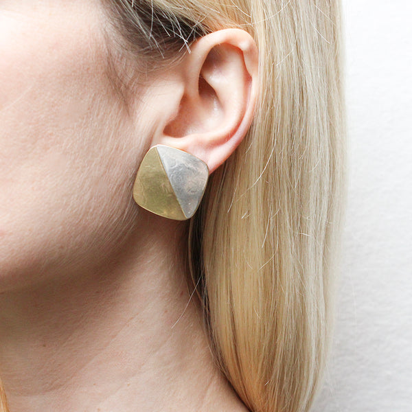Half & Half Square Clip or Post Earring
