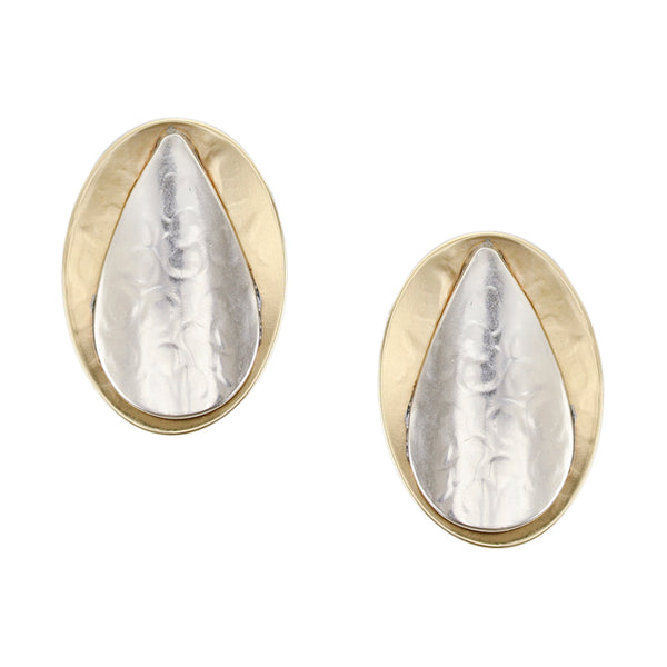 Curved Teardrops Matching Set - Long Necklace and Clip or Post Earrings