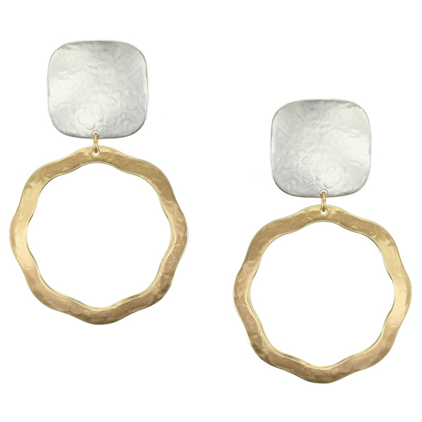 Square with Extra Large Petal Ring Clip or Post Earrings