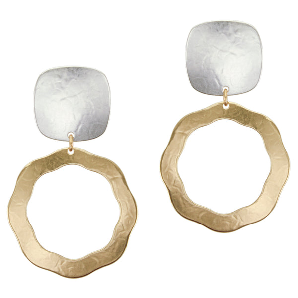Square with Petal Ring Clip or Post Earring