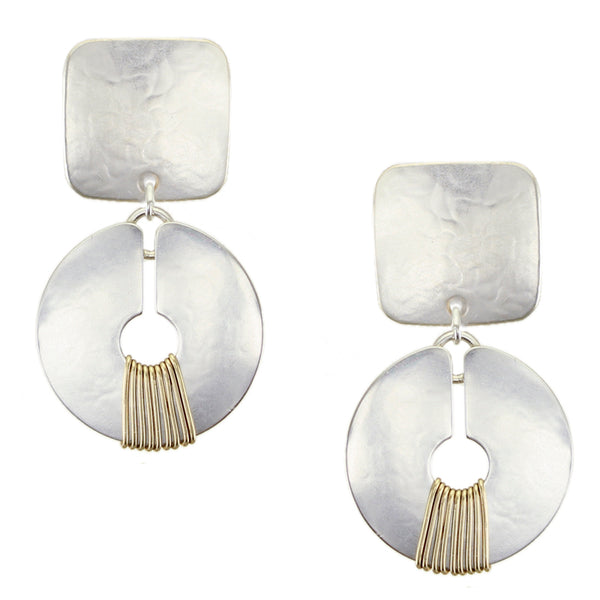 Wire Wrapped Open Disc Matching Set - Long Necklace and Clip or Post Earrings