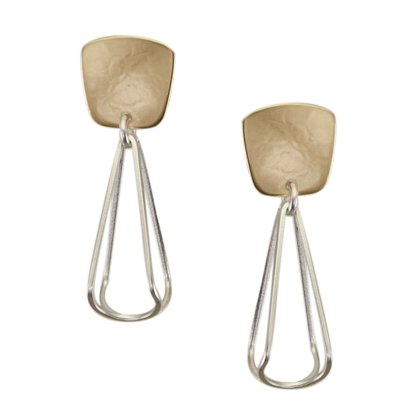 Tapered Square with Small Teardrop Frame Post or Clip Earring