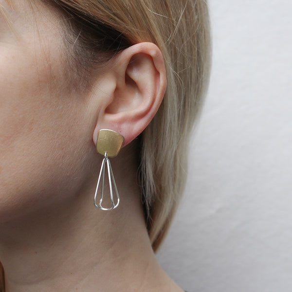 Tapered Square with Small Teardrop Frame Post or Clip Earring