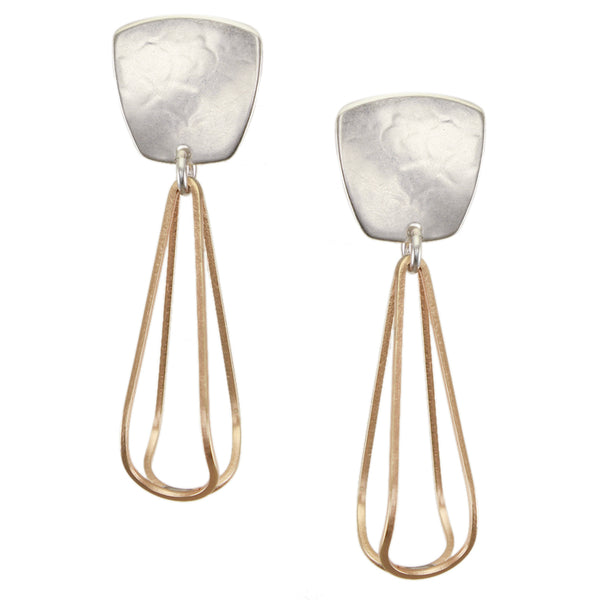 Tapered Square with Large Teardrop Frame Post or Clip Earring