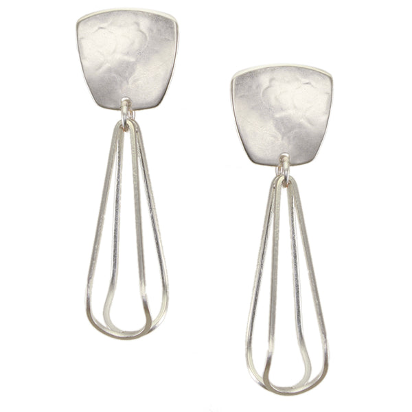 Tapered Square with Large Teardrop Frame Post or Clip Earring