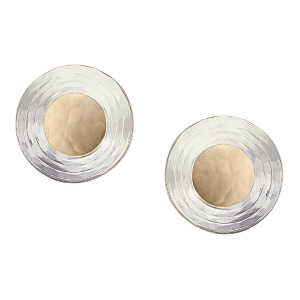 Textured Ring and Disc Post or Clip Earrings