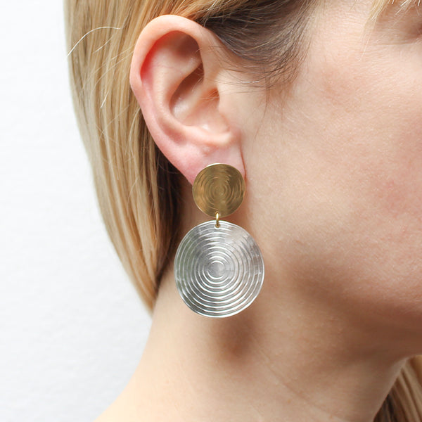 Tiered Textured Disc Post or Clip Earrings