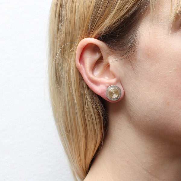 Small Textured Discs Post or Clip Earrings