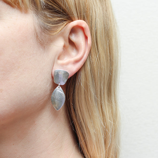 Small Taper with Layered Leaf Clip or Post Earrings