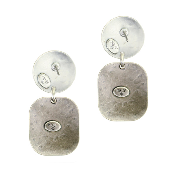 Disc with Rectangle, Oval, and Leaf Post Earring