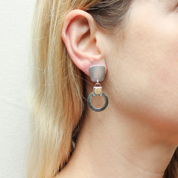 Small Taper with Ring, Disc and Square Post Earring