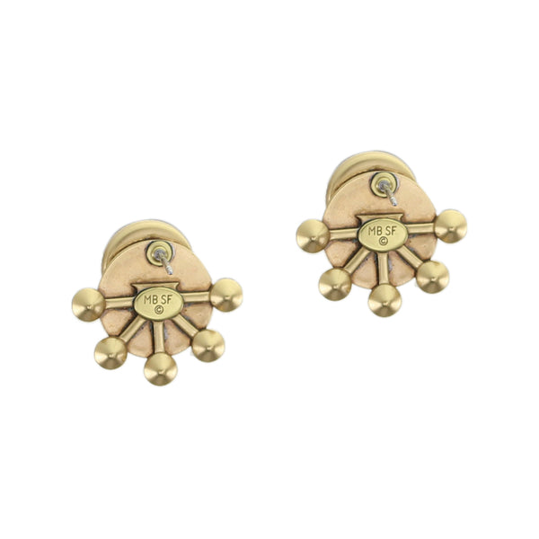 Small Pearl Cabochon on Disc with Radial Pearls Clip or Post Earring