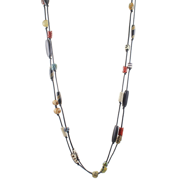 Extra Long Beaded Cord Necklace