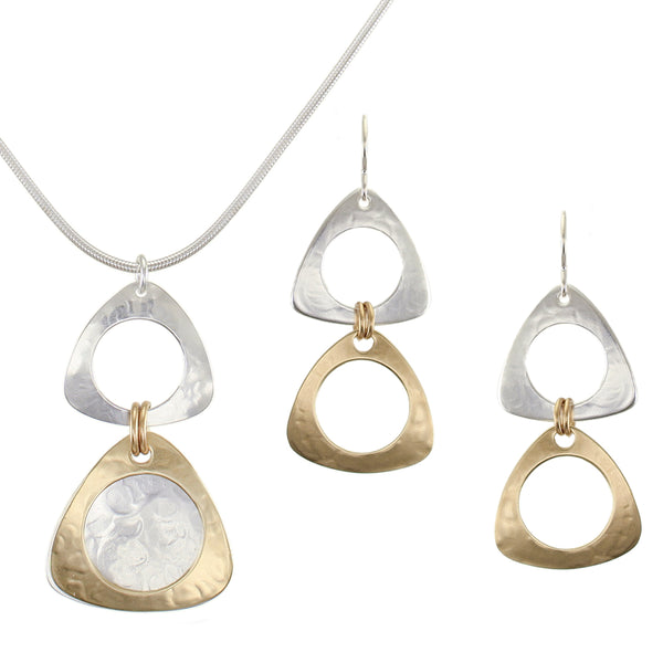 Cutout Triangles Matching Set - Necklace and Wire Earrings
