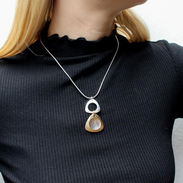 Cutout Triangles Matching Set - Necklace and Wire Earrings