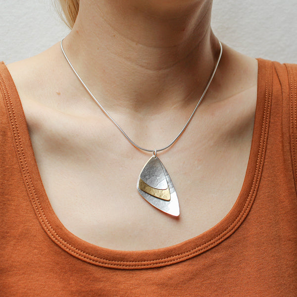 Dished Triangles Matching Set - Necklace and Wire Earrings