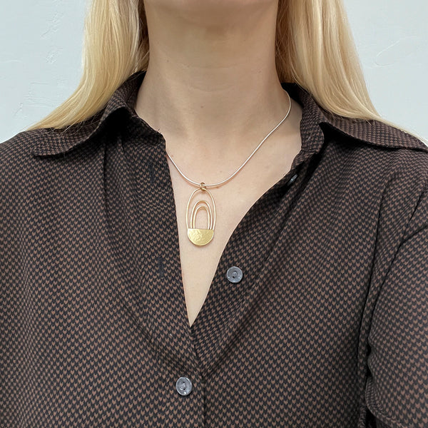 Narrow Oval Rings Matching Set - Necklace and Clip or Post Earrings
