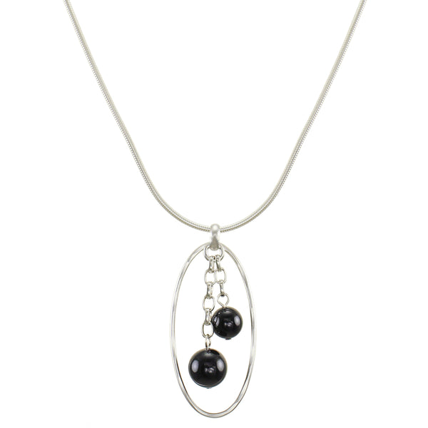Oval Ring with Hanging Beads Necklace