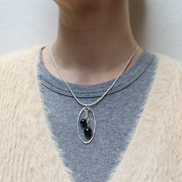 Oval Ring with Hanging Beads Necklace