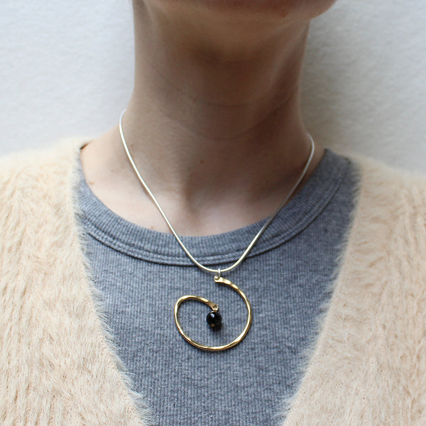 Spiral with Black Bead Necklace