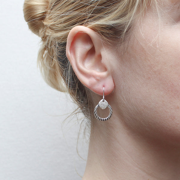 Rounded Square with Small Textured Ring Wire Earring