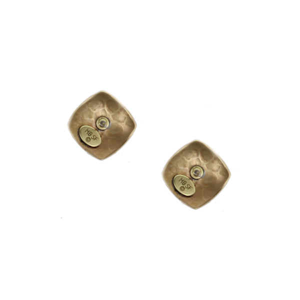 Rounded Square with Wire Wrapped Diamonds Post Earring