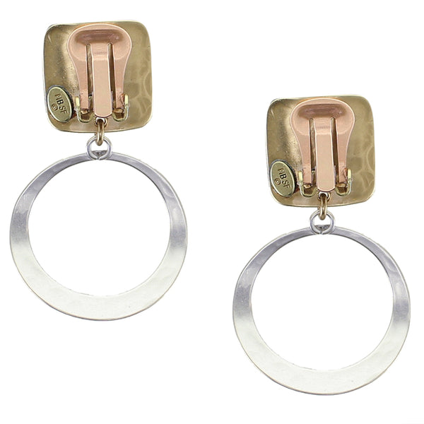 Curved Square with Curved Ring Clip Earring