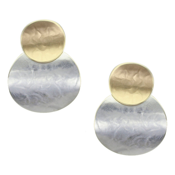 Large Layered Curved Discs Clip Earring