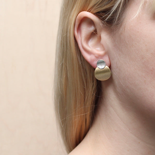Small Layered Curved Discs Post Earring