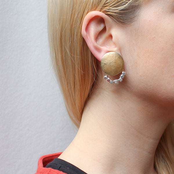 Disc with Cube Beads Clip Earring