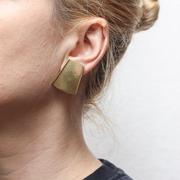 Tapered Rectangle with Wire Outline Clip Earring