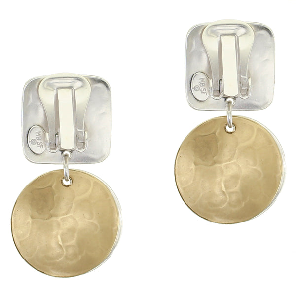 Square with Layered Cutout Discs Post or Clip Earring