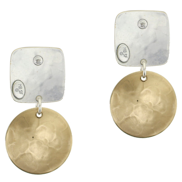 Square with Layered Cutout Discs Post or Clip Earring
